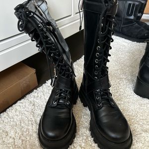 Combat style boots.
